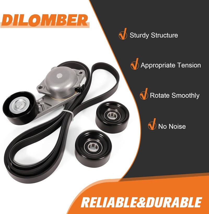 Dilomberc Serpentine Belt Tensioner Idler Pulley Component Kit Fit for Ford F250 F350 Super Duty 2011-2018, E350 E450 Super Duty 2017-2019, for Starcraft Bus Starlite 2017-2018, 6.2L - Image 5